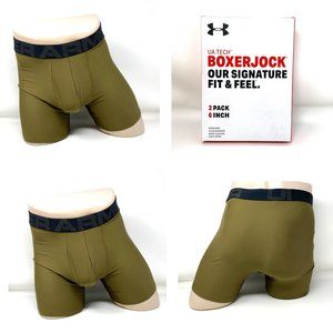 UNDER ARMOUR Men's Size 1327415 309 2 Pack Streamlined Logo Boxerjock 6in Green